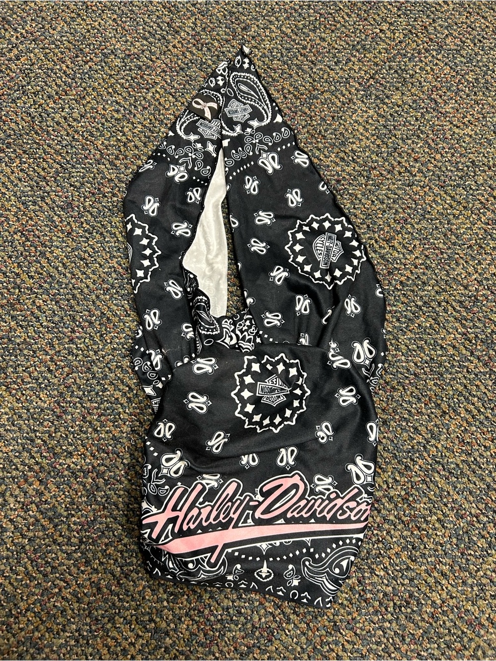 Harley-Davidson Black & White Headwrap with Subtle Paisley